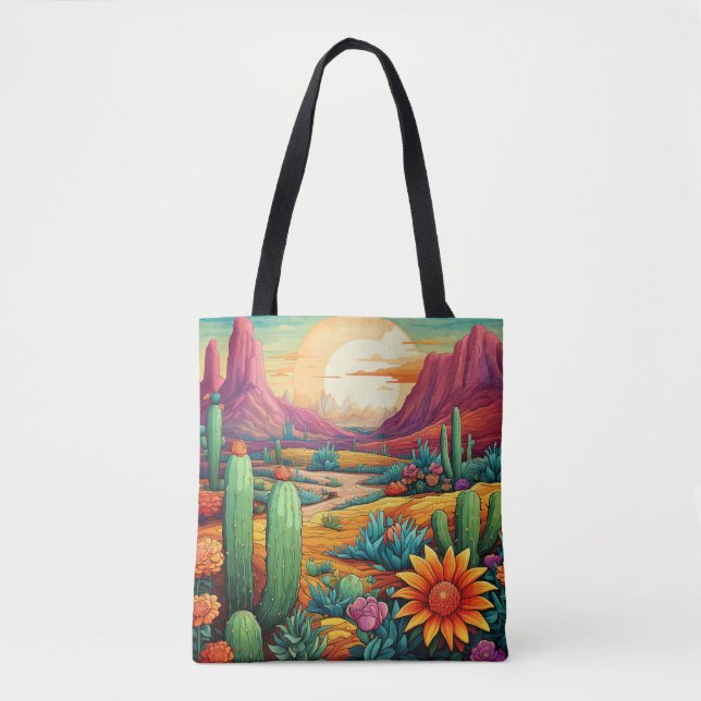 Tote Bag fleur du désert avec cactus et fleurs (Devant)
