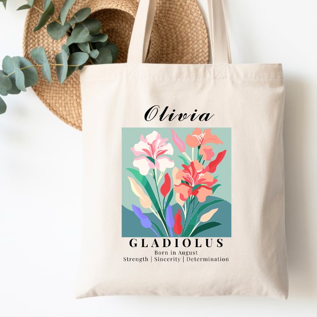 Tote Bag Fleur du mois d'août Gladiolus Art Rétro (Créateur téléchargé)