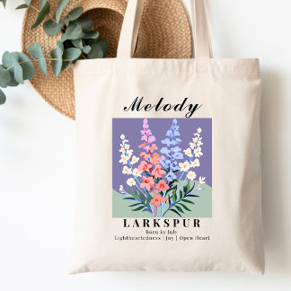 Tote Bag Fleur du mois de juillet Larkspur Vintage Rétro