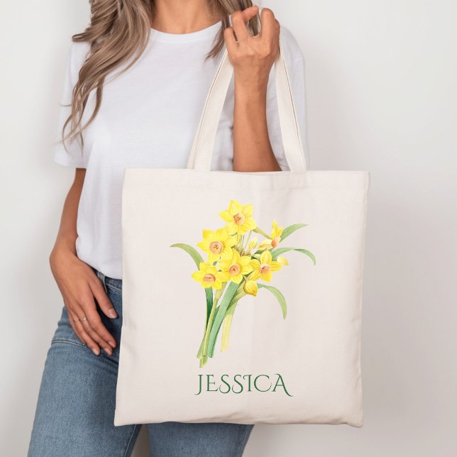 Tote Bag Fleur du mois de mars jaune narcisse (Créateur téléchargé)