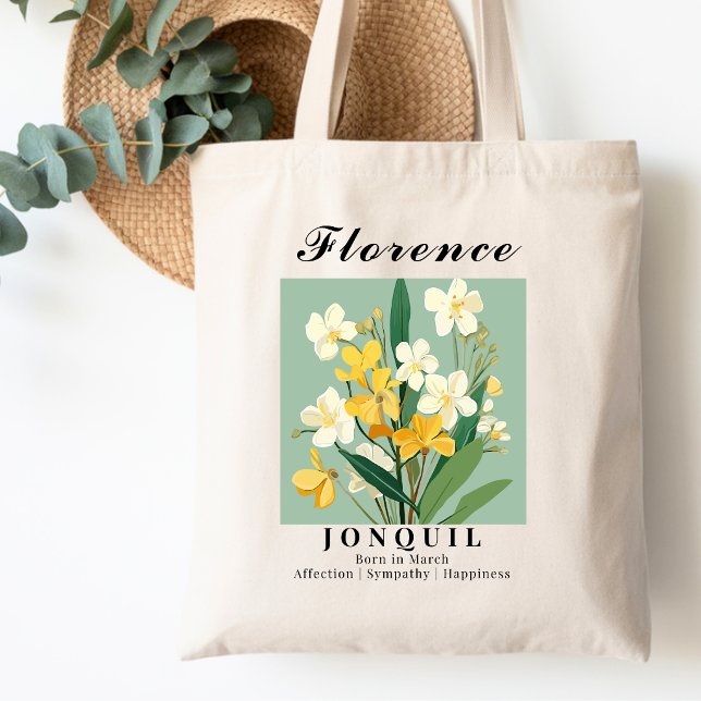 Tote Bag Fleur du mois de naissance de mars Jonquil Coton d (Créateur téléchargé)