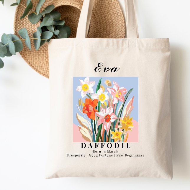 Tote Bag Fleur du mois de naissance de mars Jonquille Coton (Créateur téléchargé)