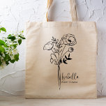Tote Bag Fleur du mois de naissance personnalisée Boho août<br><div class="desc">Un beau bouquet botanique moderne de pavots représente le mois de naissance d'août. Le cadeau idéal pour montrer à votre personne préférée combien vous vous souciez. Parfait pour toutes les occasions, y compris les anniversaires, les meilleurs amis, la fête des mères, cadeau de demoiselle d'honneur, la nouvelle maman, et bien...</div>