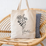 Tote Bag Fleur du mois de naissance personnalisée Boho d'av<br><div class="desc">Un beau bouquet botanique moderne de fleurs Daisy représente le mois de naissance d'avril. Le cadeau idéal montrant à votre personne préférée combien vous vous souciez. Parfait pour toutes les occasions, y compris les anniversaires, les meilleurs amis, la fête des mères, cadeau de demoiselle d'honneur, la nouvelle maman, et bien...</div>