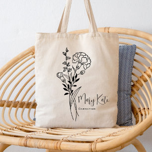 Tote Bag Fleur du mois de naissance personnalisée Janvier B