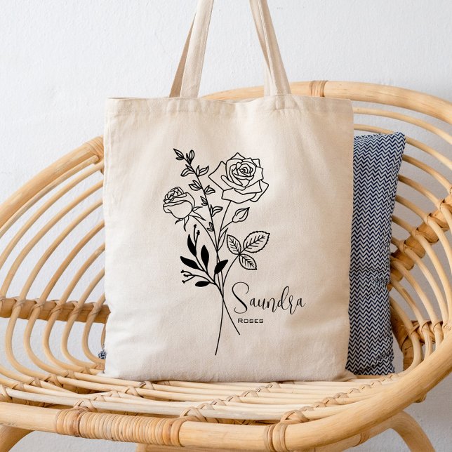 Tote Bag Fleur du mois de naissance personnalisée Juin Bota (Créateur téléchargé)