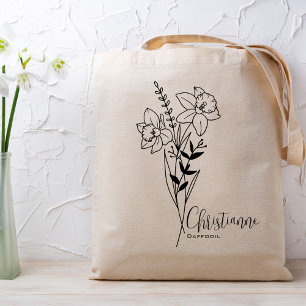 Tote Bag Fleur du mois de naissance personnalisée Mars 