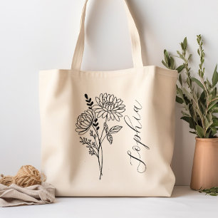 Tote Bag Fleur du mois de naissance personnalisée novembre