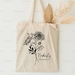 Tote Bag Fleur du mois de naissance personnalisée Novembre<br><div class="desc">Un beau bouquet botanique moderne de chrysanthèmes représente le mois de naissance de novembre. Le cadeau idéal pour montrer à votre personne préférée combien vous vous souciez. Parfait pour toutes les occasions, y compris les anniversaires, les meilleurs amis, la fête des mères, cadeau de demoiselle d'honneur, la nouvelle maman, et...</div>