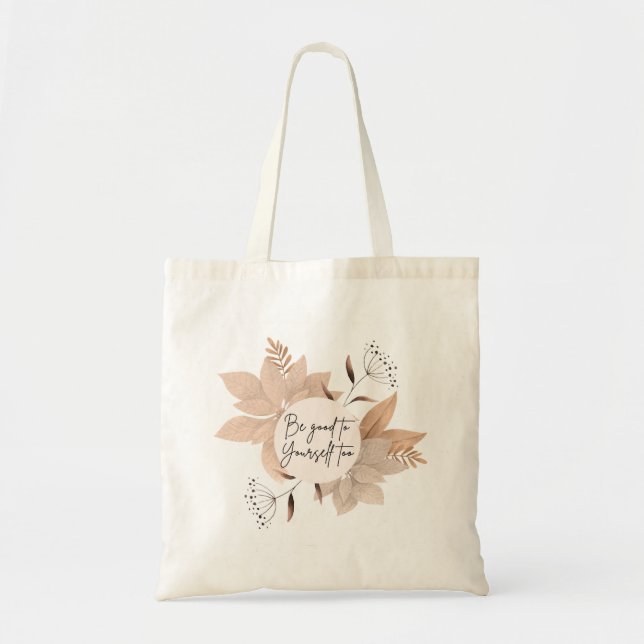 Tote Bag Fleur et citation simple Fourre-tout Shopping Bag (Devant)