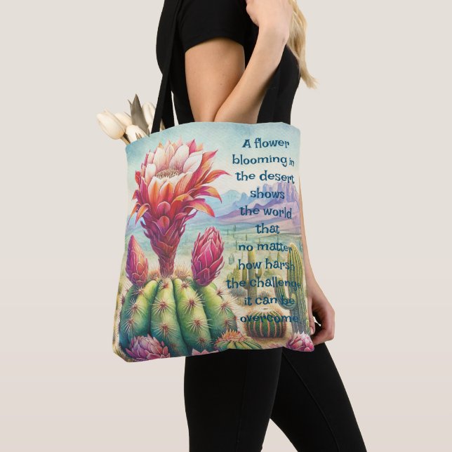 Tote Bag Fleur et devis de cactus de torche (De près)