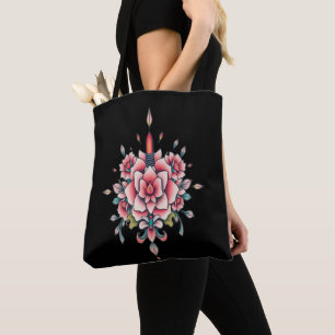 Tote Bag Fleur et flamme - Vintage élégance florale