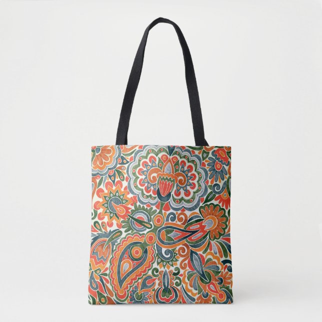 Tote Bag Fleur Ethnique Ukrainienne, Marque Dessinée À La M (Devant)