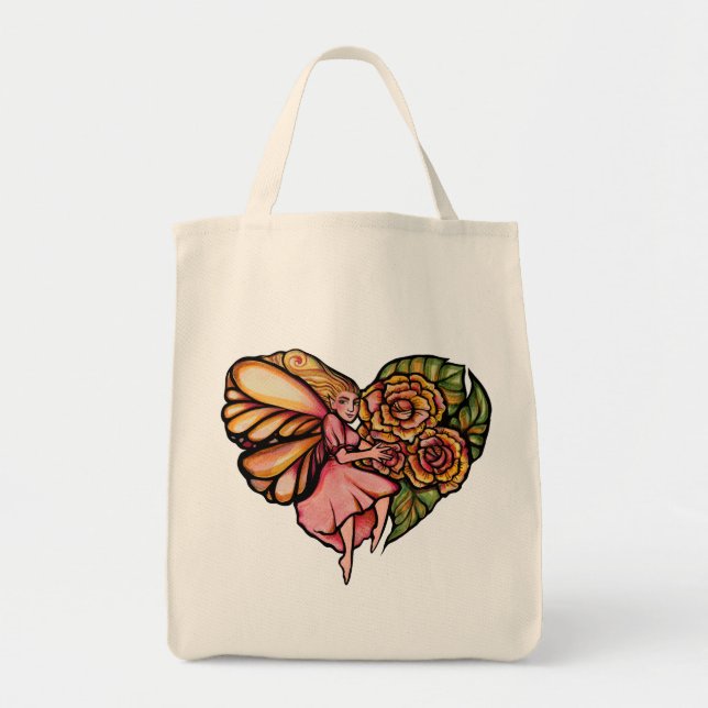 Tote Bag Fleur Fée Jardin Fleurs Coeurs Fleurs Fées (Devant)