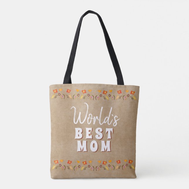 Tote Bag Fleur Florale Beige Beige Fête des Mères du Monde (Dos)