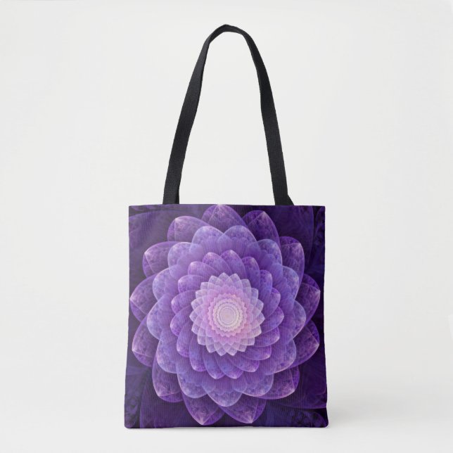 Tote Bag Fleur fractale en violet (Devant)