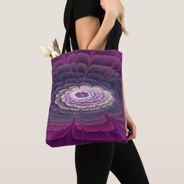 Tote Bag Fleur frappante abstraite fractale couleur rose (De près)