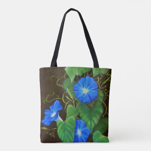 Tote Bag Fleur glacée matinale bleue aux vignes (Dos)