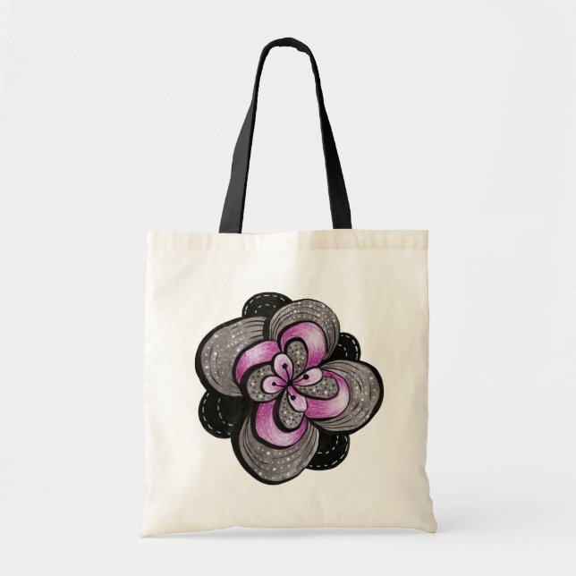Tote Bag Fleur gothique violet noir Abstrait floral (Devant)