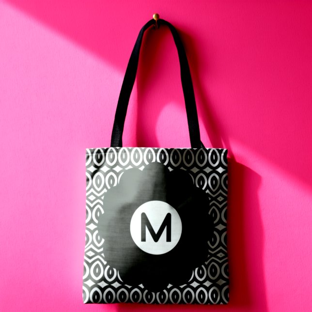 Tote Bag Fleur grande et larmes bicolores (Flower and your initial are romance in bloom.  )