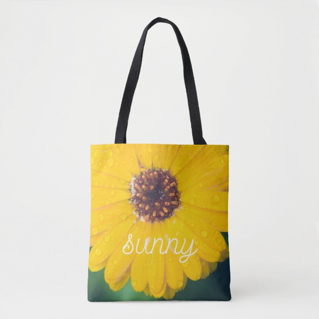 Tote Bag Fleur jaune brillant après la pluie (Devant)