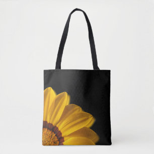 Tote Bag Fleur jaune sur arrière - plan noir
