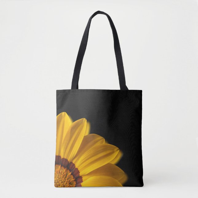 Tote Bag Fleur jaune sur arrière - plan noir (Devant)