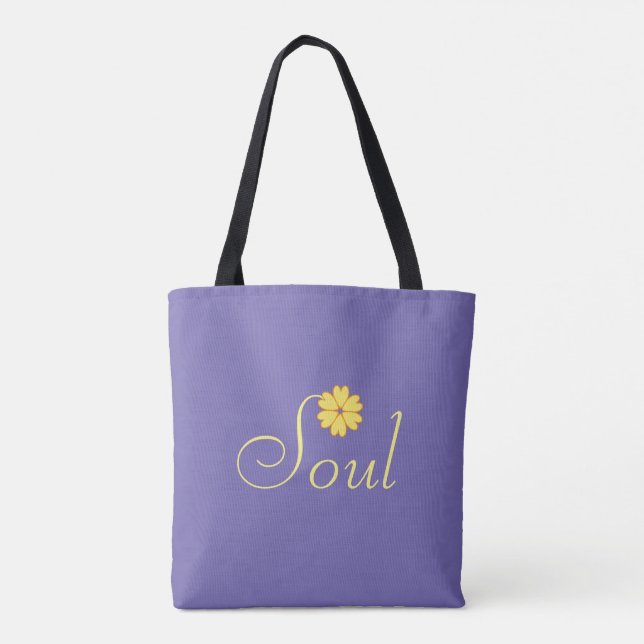 Tote Bag Fleur jaune sur bleu lavande (Dos)