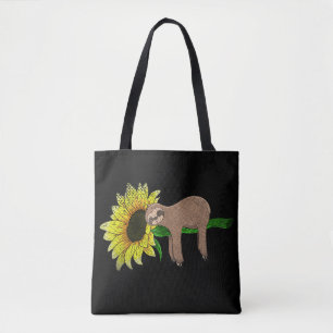 Tote Bag Fleur Jaune Tournesol Amoureux d'Animaux Endormis 