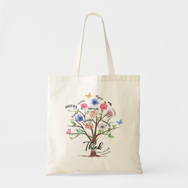 Tote Bag Fleur Jésus Fleur Foi papillon Christian Philippia (Devant)