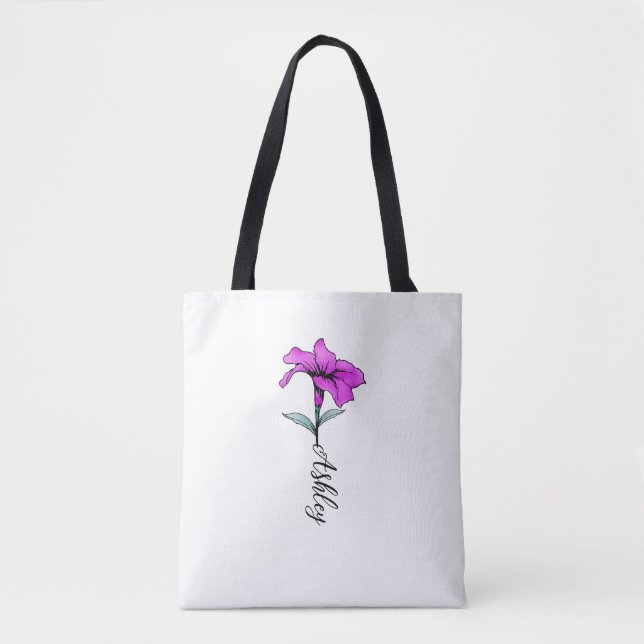 Tote Bag Fleur Lit Rose Personnalisée (Devant)