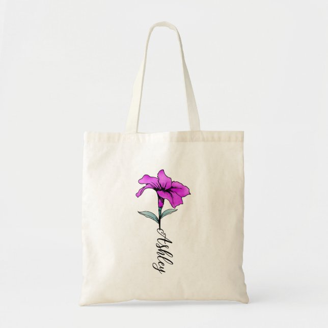 Tote Bag Fleur Lit Rose Personnalisée (Devant)