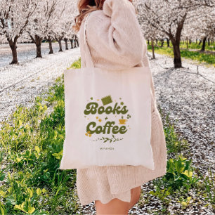 Tote Bag Fleur 'Livres & Café' Personnalisé Bibliophile