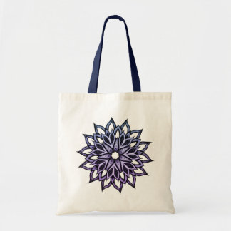 Tote Bag Fleur Mandala Blue Violet Floral Art