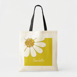 Tote Bag Fleur marguerite blanche Personnaliser le nom Anni