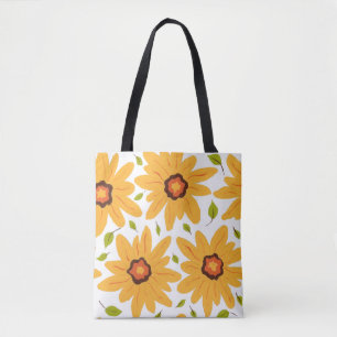 Tote Bag Fleur marguerite Jaune Sunny Peint à la main sur b