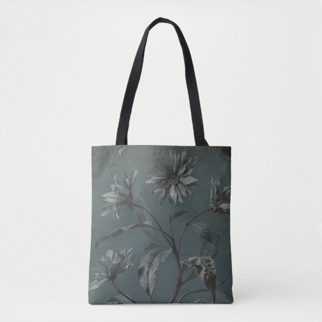 Tote Bag Fleur marguerite victorienne gris élégant illustra (Devant)