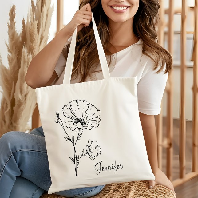 Tote Bag Fleur Mois de naissance Anniversaire Femmes Maman  (Créateur téléchargé)