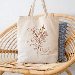 Tote Bag Fleur Mois de naissance personnalisée Décembre Boh<br><div class="desc">Un beau bouquet botanique moderne de saint dans une couleur rouille terre cuite représente le mois de naissance de décembre. Le cadeau idéal pour montrer à votre personne préférée combien vous vous souciez. Parfait pour toutes les occasions, y compris les anniversaires, les meilleurs amis, la fête des mères, cadeau de...</div>