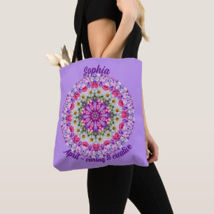 Tote Bag Fleur Mois de naissance personnalisée en avril
