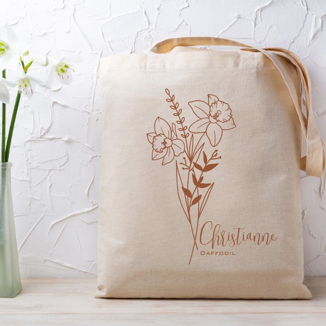 Tote Bag Fleur Mois de naissance personnalisée Rouille de m (Créateur téléchargé)