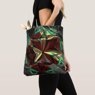 Tote Bag Fleur numérique aux teintes métalliques ou cristal