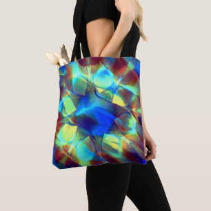 Tote Bag Fleur numérique bleue intense contrastant avec le 