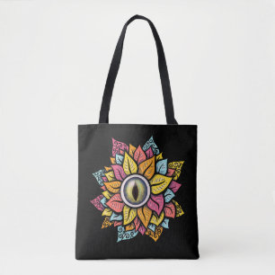 Tote Bag Fleur oeil Éffrayant psychédélique colorée