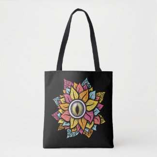 Tote Bag Fleur oeil Éffrayant psychédélique colorée