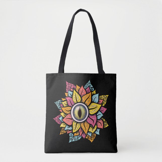Tote Bag Fleur oeil Éffrayant psychédélique colorée (Devant)
