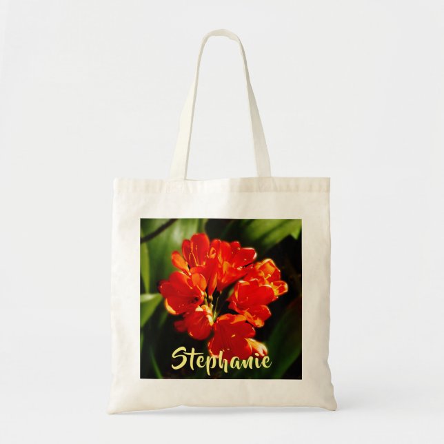 Tote Bag Fleur orange avec nom personnalisé Fleur de coton  (Devant)