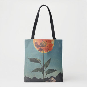 Tote Bag Fleur orange Lune - Charme Boho Vintage (2)