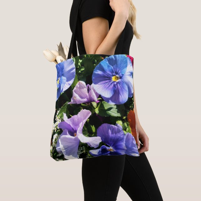 Tote Bag Fleur Panseuse Violet Photo Personnalisée (De près)