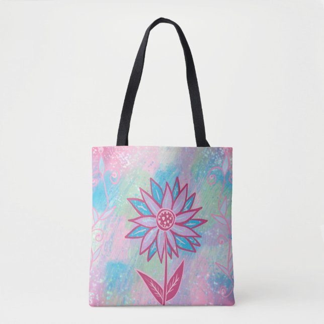 Tote Bag Fleur Pastel à main mignonne (Devant)
